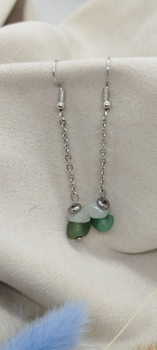 Boucles d'oreilles en pierres baroques naturelles (aventurine verte)