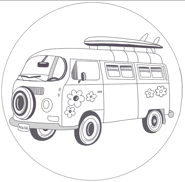 Kartonrondelle Bus/Lichterketten 1 Stk