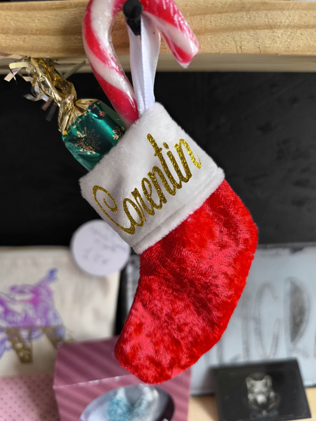 Mini Chausette Noël rouge velour