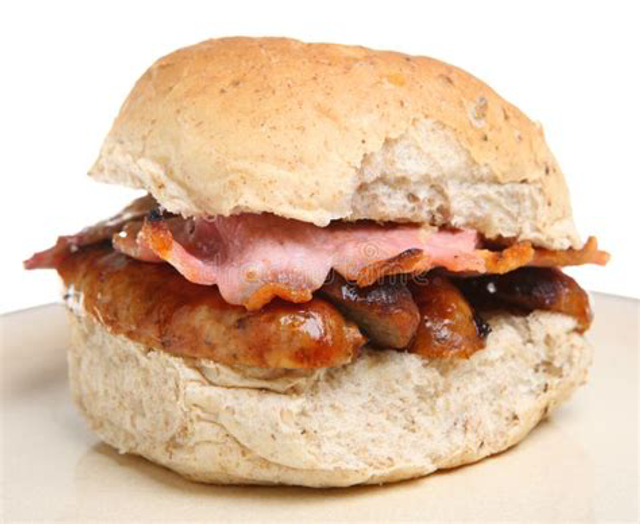 Sausage and bacon bap