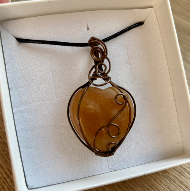 Pendentif Coeur Aventurine Orange