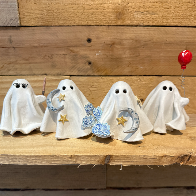 Whimsical Clay Ghost Tea Lights 