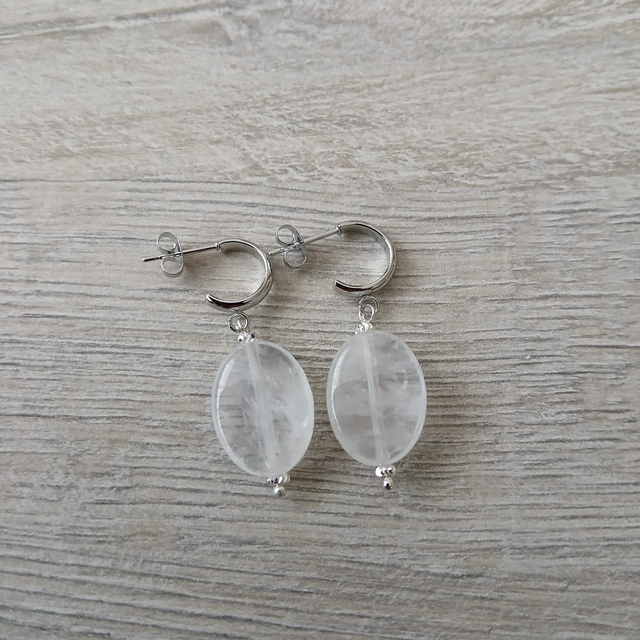 Dames oorbellen Aardbeikwarts en stainless steel (1.239)