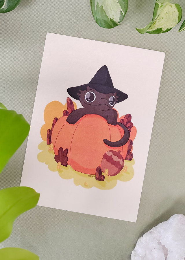 Print - Gecko à crête Halloween