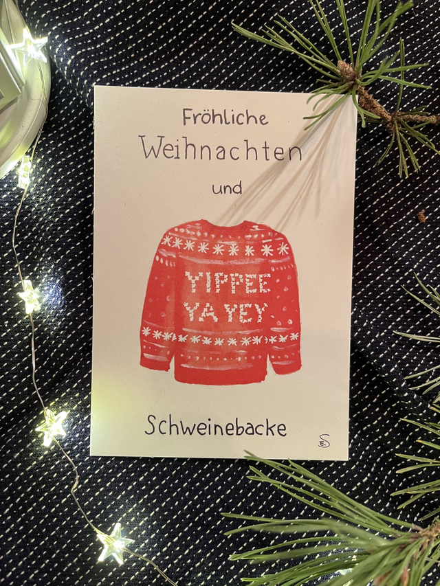 Weihnachtskarte "Schweinebacke"