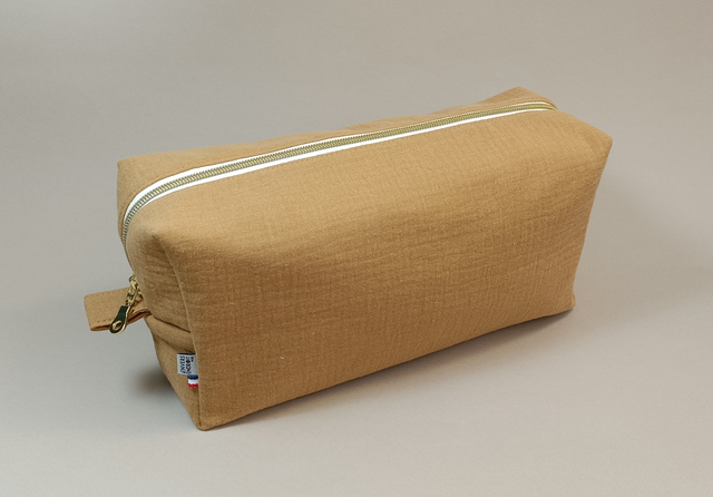 Trousse de toilette en double gaze de coton unie