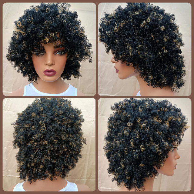 Full Body Afro Kinky Synthetic Wig in Black, Grey, Brown, Burgundy