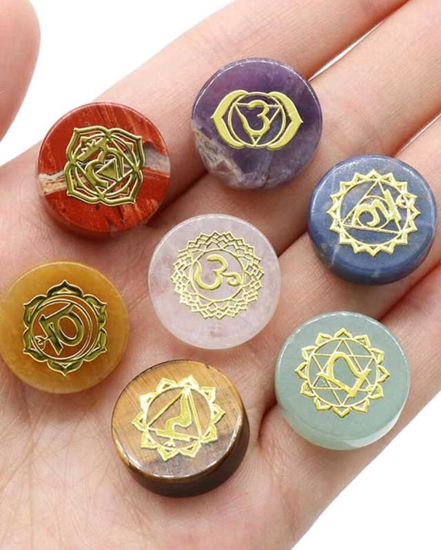 Ensemble de pierres ornementales des 7 chakras - 16 à 18mm