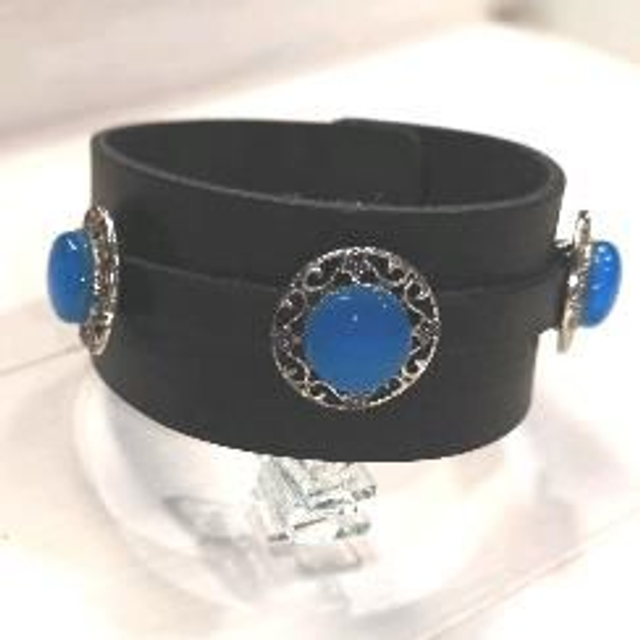 bracelet cuir verre vintage