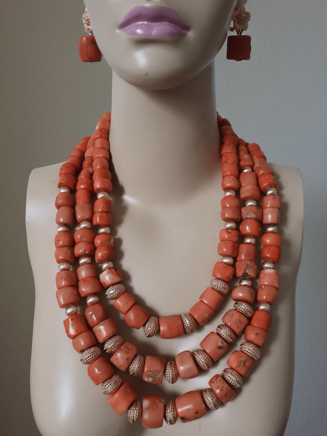 Authentic Coral Bead Necklace and Earring Set | Ziagu
