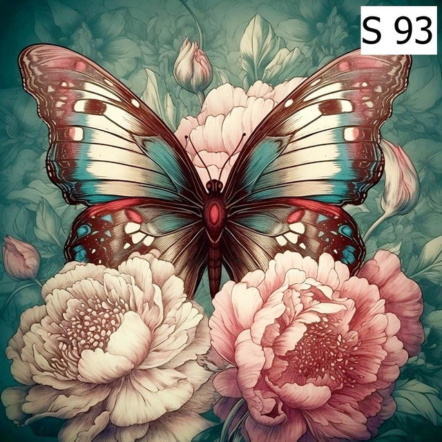 Panneau Papillon vintage en simili 30x30cm 