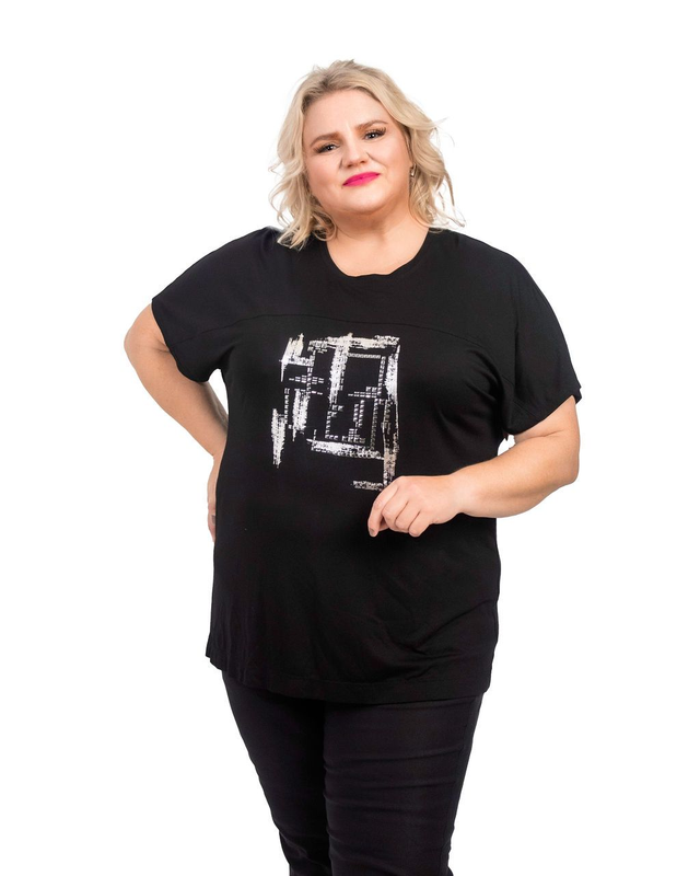 Uusi Q´neel plus-koon paita metalliprintillä - tai oversize pusero 