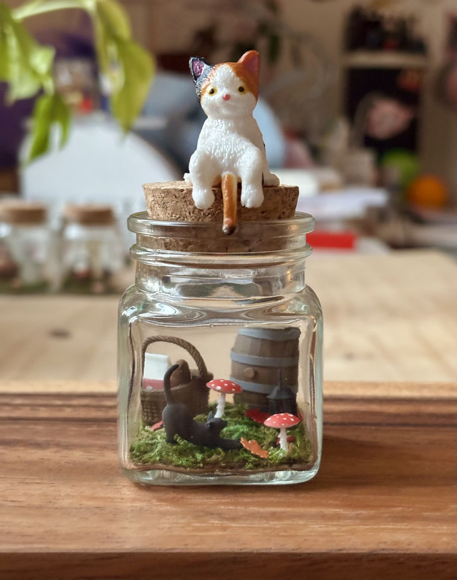 đ Mini terrarium verre - Ădition automne - Petit chat