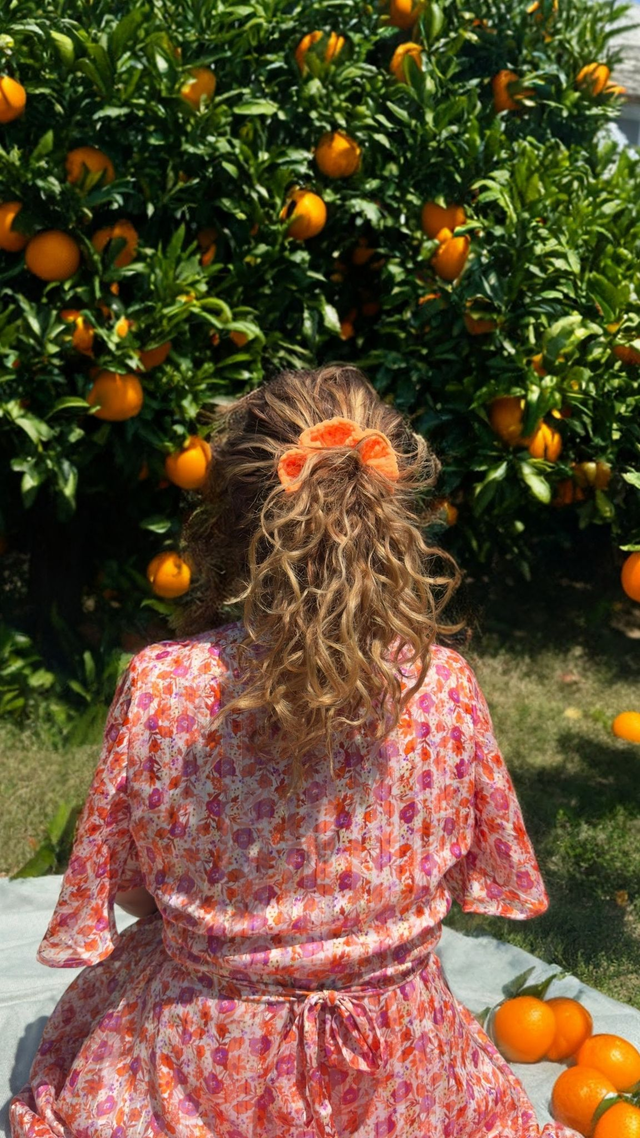 Chouchou tout doux orange fluo