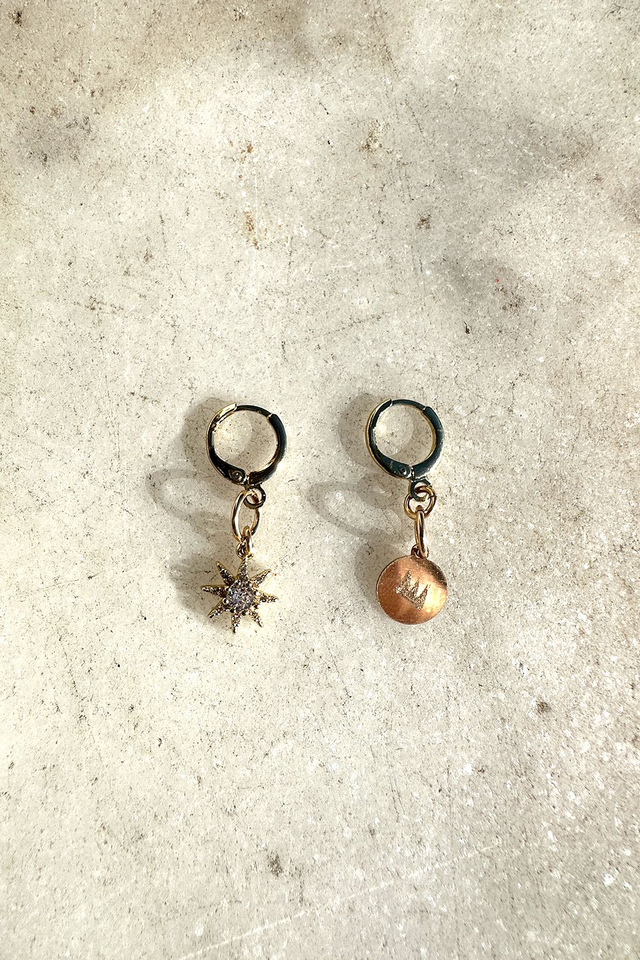 Dents de Scie® "the golden star" Boucles d'oreilles asymétriques