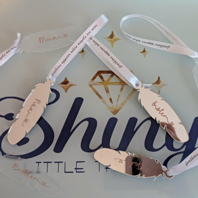 Personalised Memorial Feather Bauble