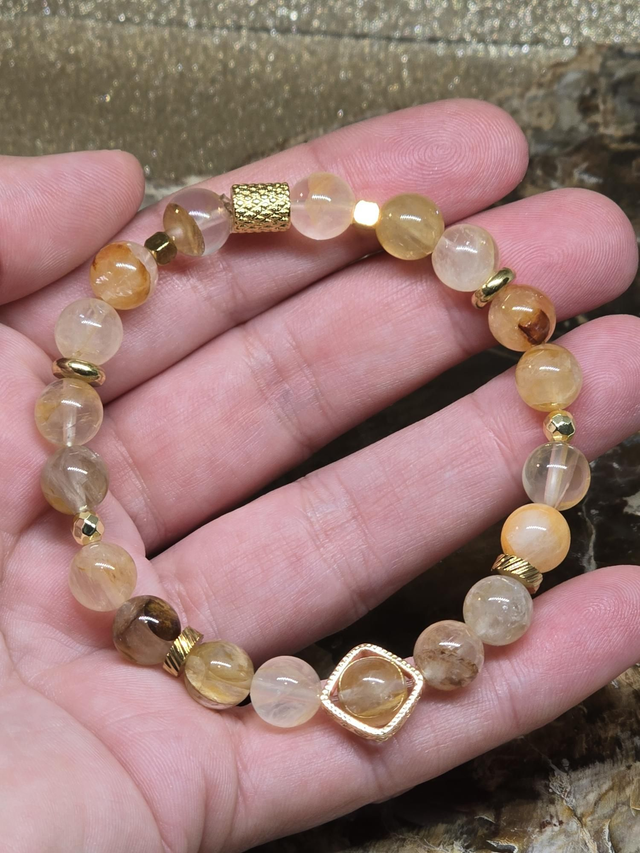 Bracelet Quartz Hématoïde jaune 0,8 cm