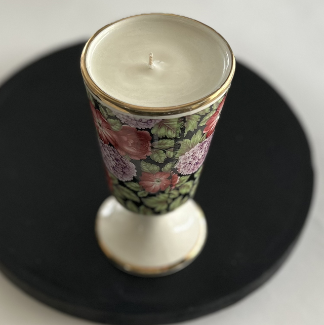 Bougie Tasse mazagran fleurie 