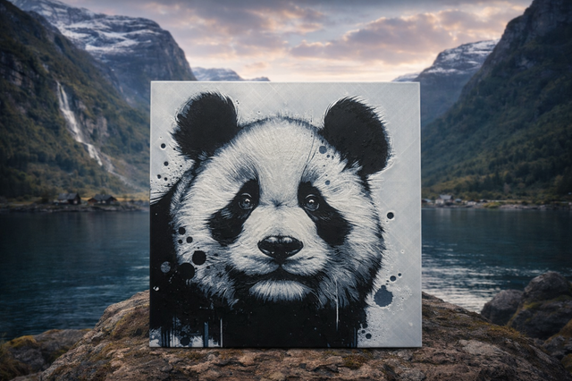 Giant Panda 20cm by 20cm 3D Hue Forge Art