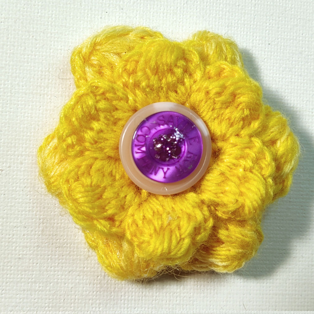 Barrette fleur double jaune crochet bouton rose violet pince crocodile