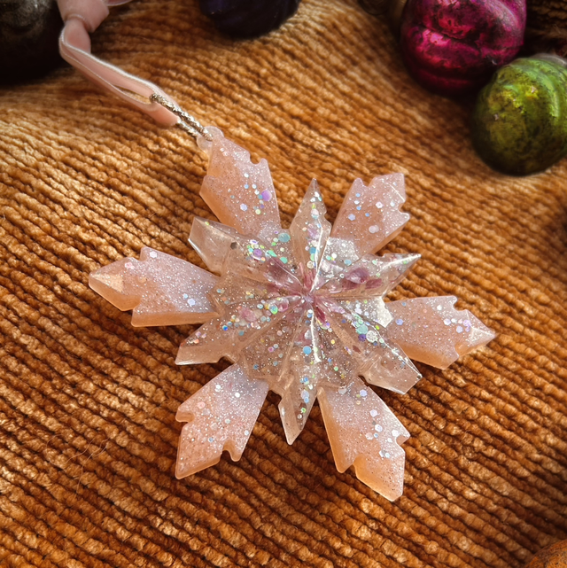 Snowflake Decoration- Pink and Silver