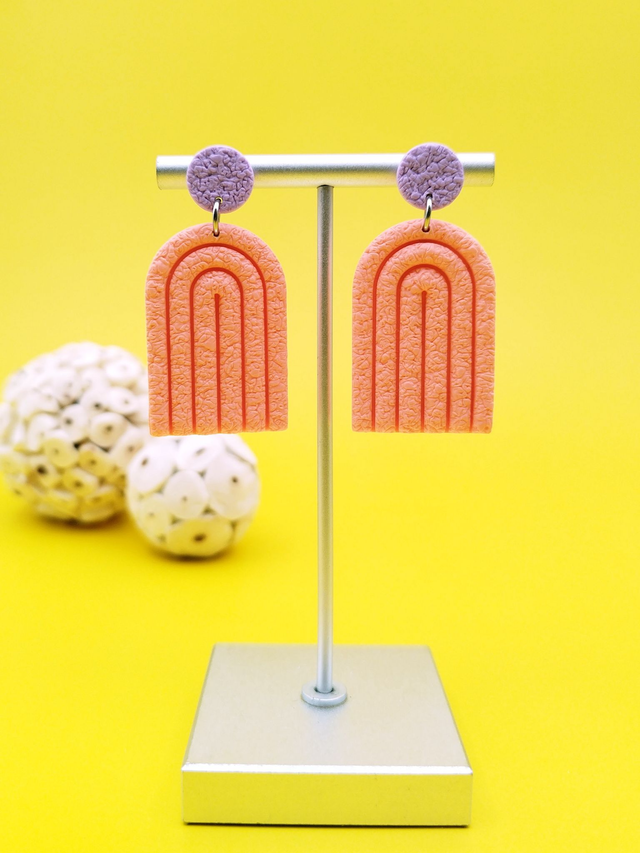 Boucles d'oreilles "Arkana" Orange et Violet pastels