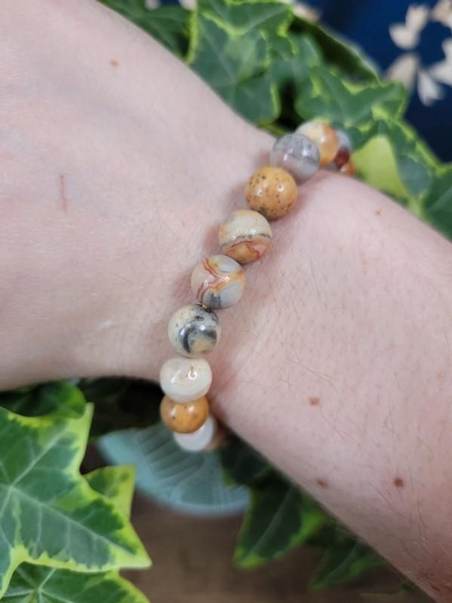 Agate &quot;Crazy Lace&quot; - Bracelet, perles de 9 mm