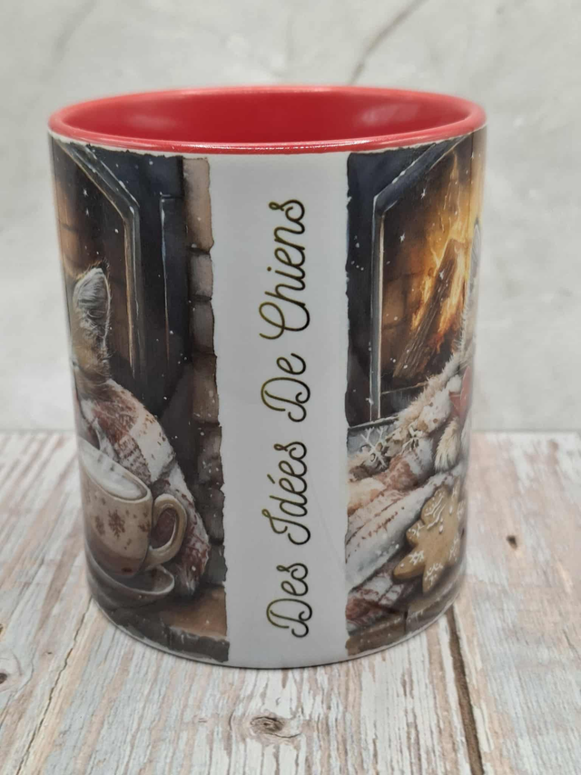 Mug rouge chat personnalisable