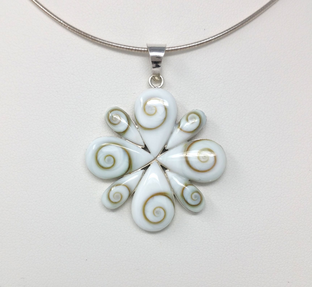 PENDENTIF OEIL DE STE LUCIE TREFLE 8 YEUX GOUTTE ARGENT VENDU SANS CHAINE - OSLP17054