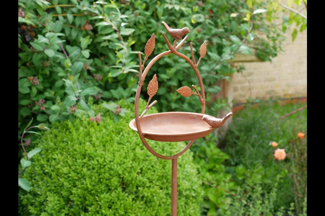Metal Bird Feeder / Bath on a Stake 