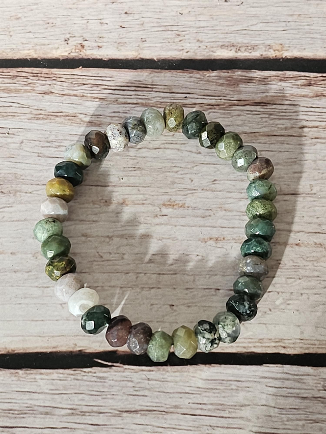 Bracelet en Agate indienne – perles donuts 8 mm