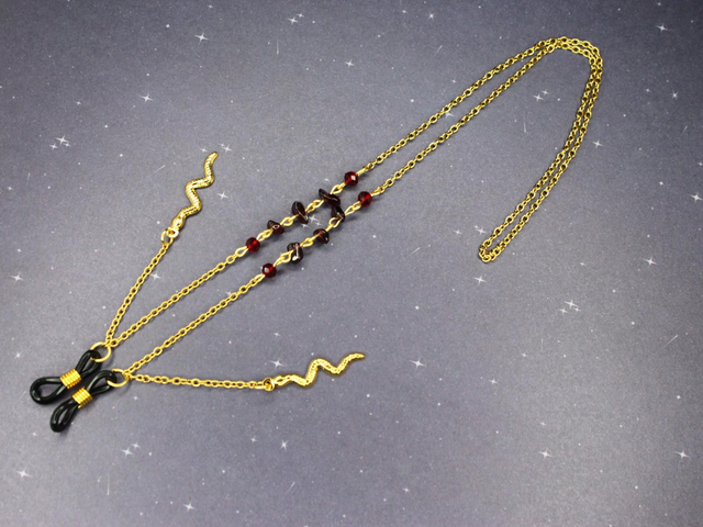  Brillenkette mit Schlangen und Granat [BK0006] 