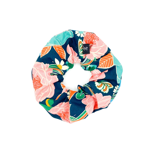 Rightsized Scrunchie - Navy Flower &amp; Wave