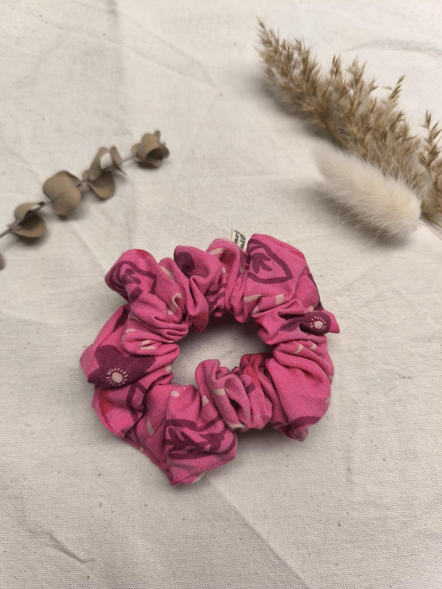 Chouchou upcyclé rose à motifs