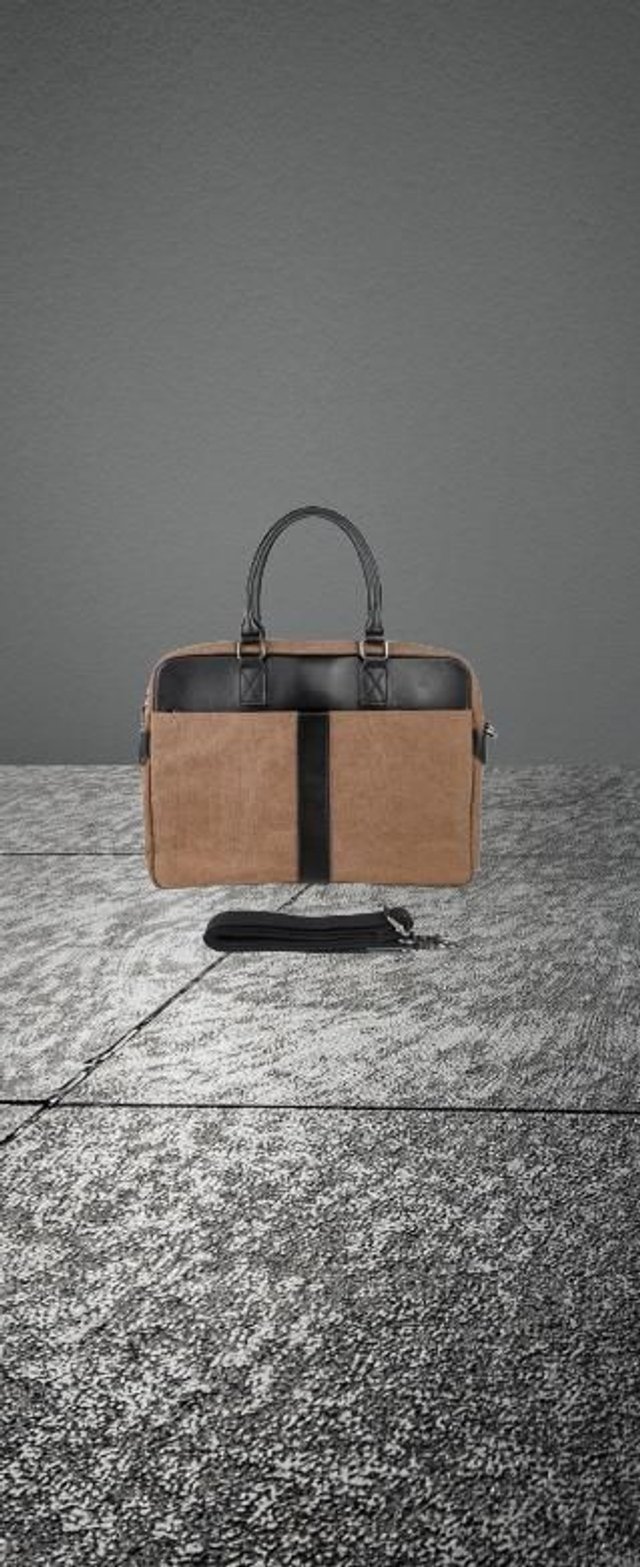 Sac ordinateur toile et cuir