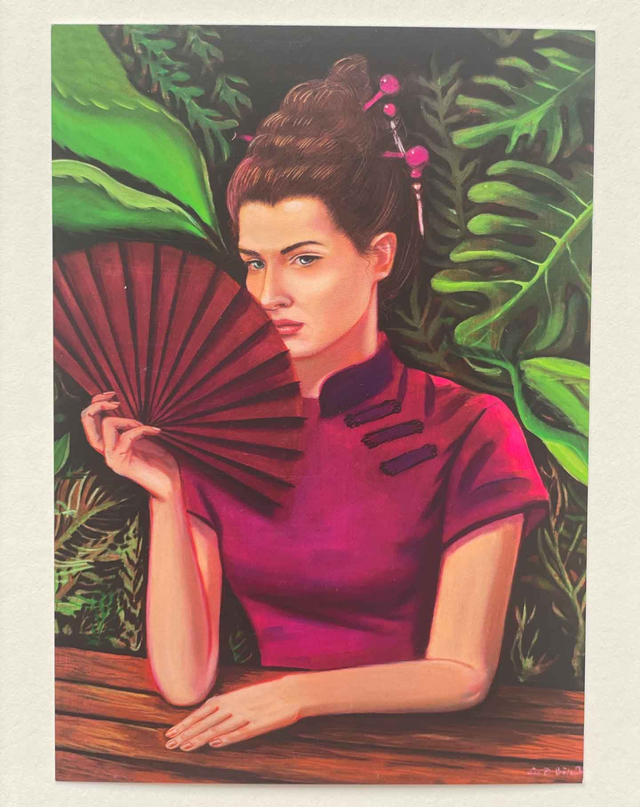 Art Postcard "Dame mit Fächer" / "Lady With The Van"