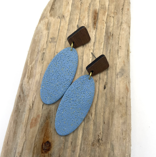 Pumice oval statement earrings