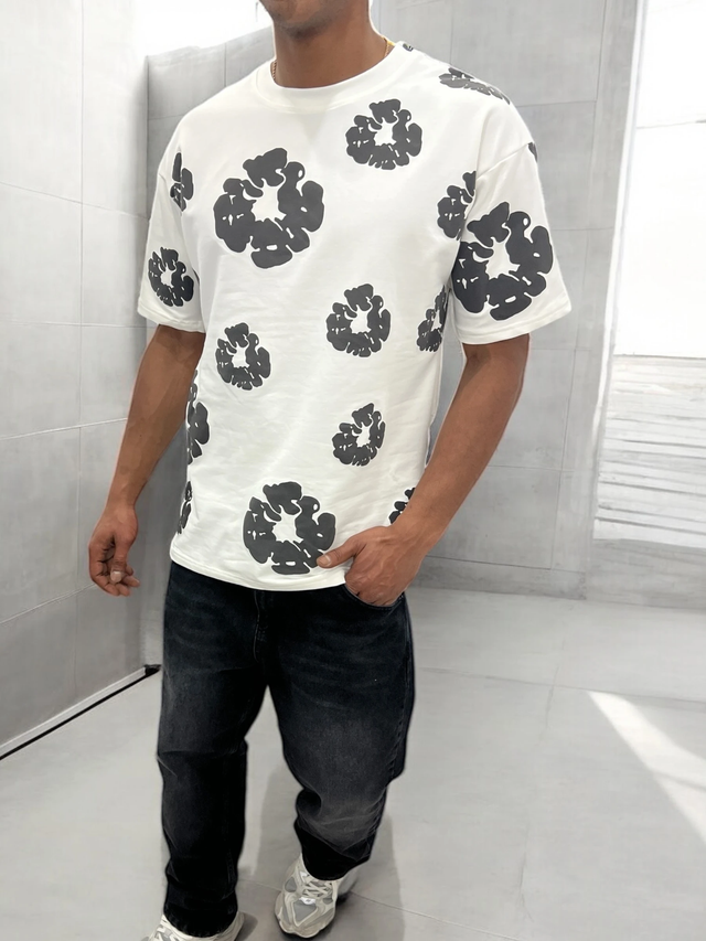 TEE-SHIRT MOTIF FLEUR INVICTUS PARIS HOMME