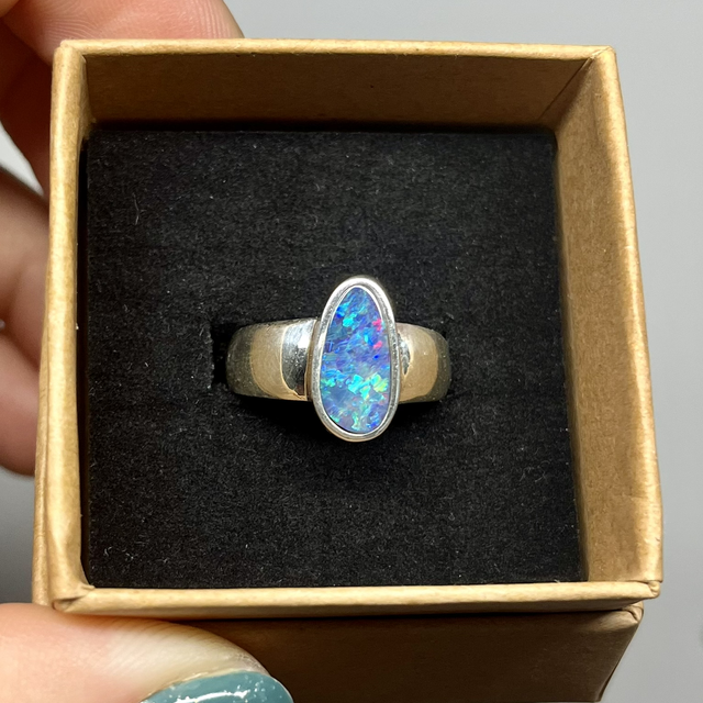 Bague en argent et Opale Australienne - Taille 56