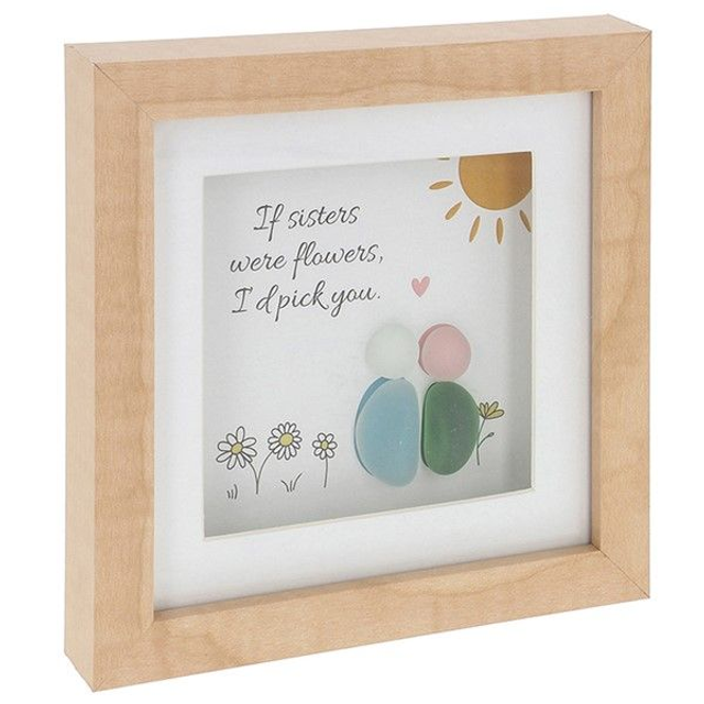  Sisters Pebble Glass Plaque – “If Sisters Were Flowers I’d Pick You” Gift