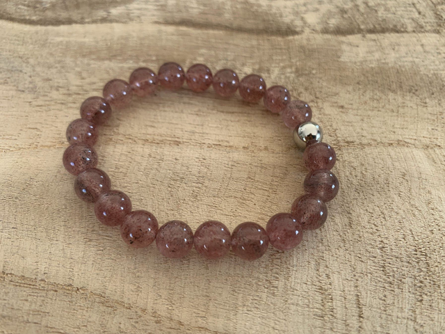 Bracelet Quartz fraise - Perles de 8mm