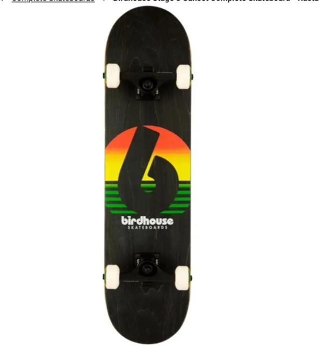 Birdhouse Stage 3 Sunset Complete Skateboard - Rasta 7.75''