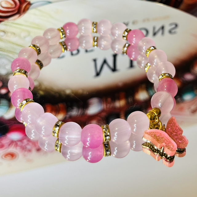 Pink Papillon Armband – Vlinder &amp; Rozenkwarts