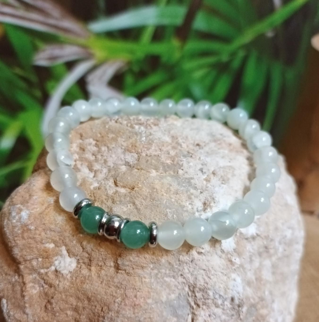 Bracelet en jade de Chine et aventurine verte