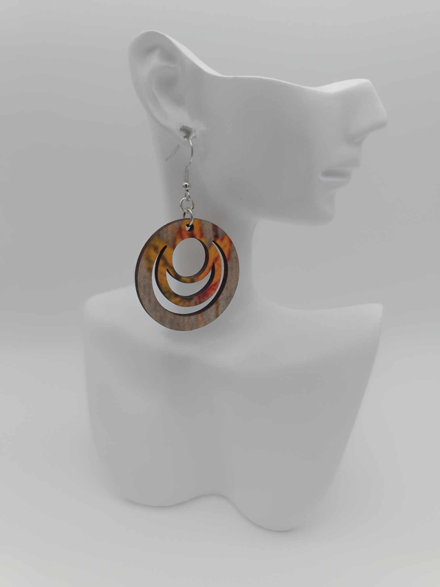 Boucles d&#039;oreilles en bois sublimé rondes         