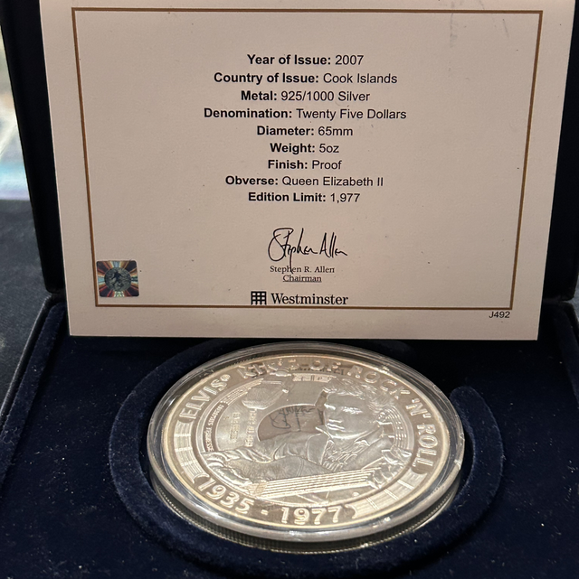 Limited Edition silver proof Elvis Presley coin