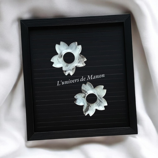 2 Pampilles fleurs marbré (créoles interchangeables) 