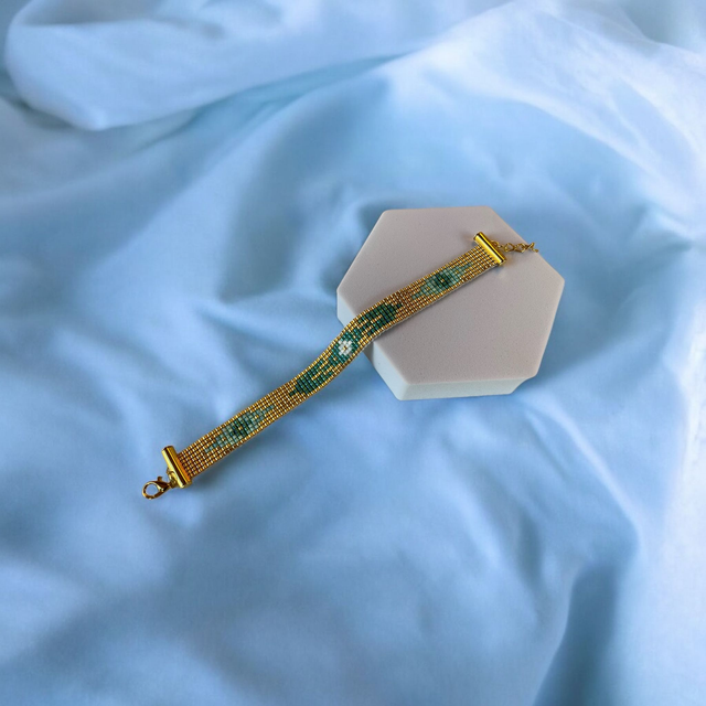 Bracelet fin or et bleu