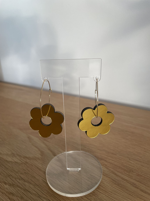 Boucles d&#039;oreilles  bi tons forme fleur