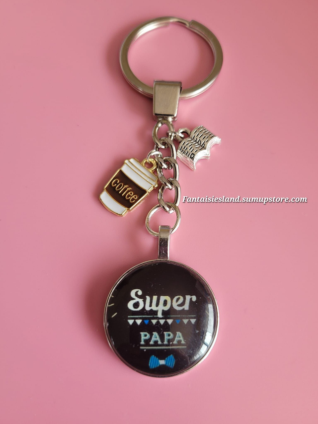 Porte-clés argenté - Super papa modèle4